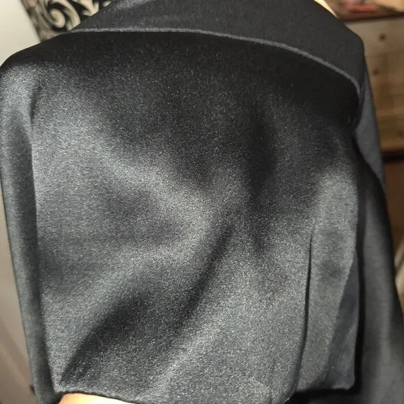 Nicole Miller Black & Gold Silk Floral Filigree Strapless Dress Gown Size 10 - Picture 7 of 10